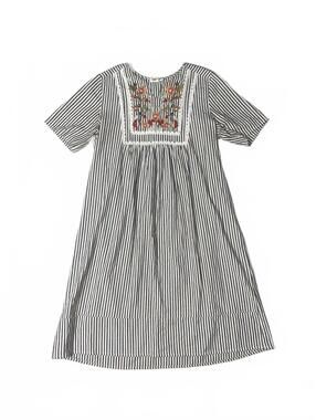 Hidden Alley Striped Embroidered Midi Dress Medium
